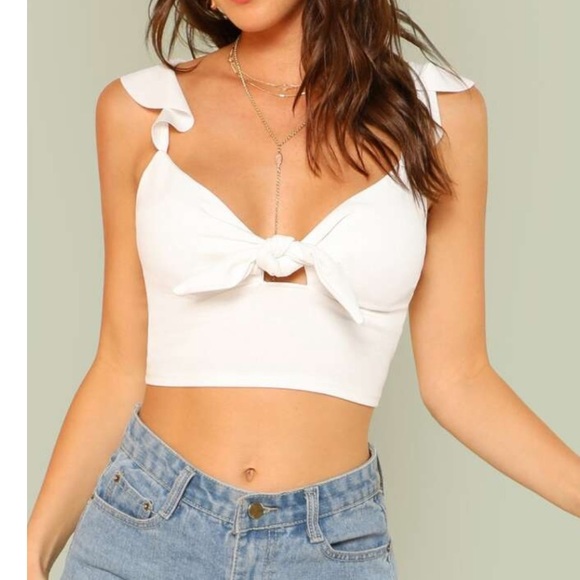 $Self-tie crop top, ruffled - Picture 1 of 9
